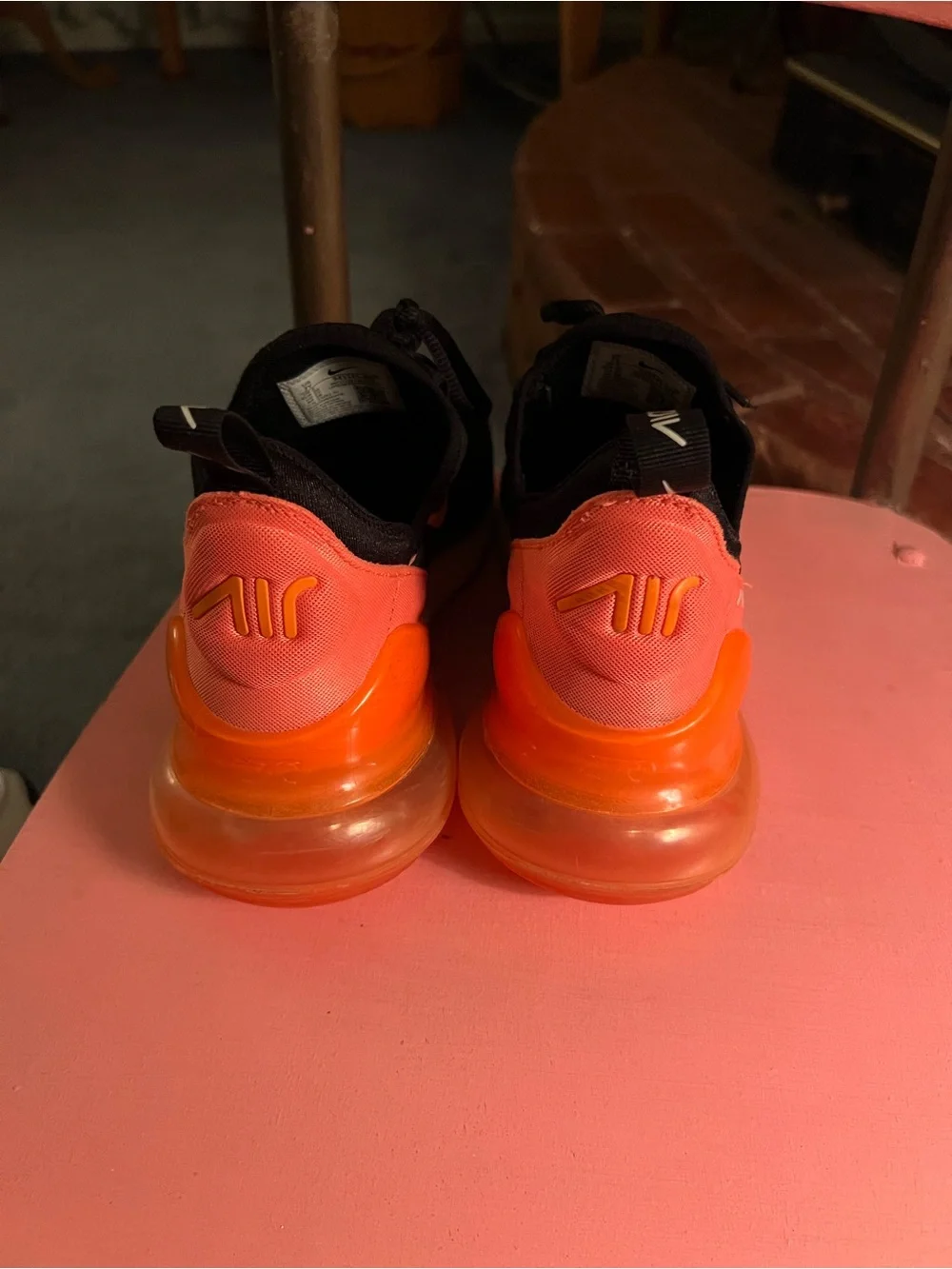 Nike Air 270 Kids Black with Orange Accents Sneakers